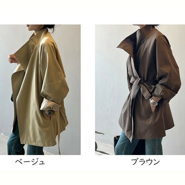 こなれ トレンチ コート トレンチコート レディース アウター 春 秋冬 薄手 トレンチ スプリング アウター ジャケット カーディガン ロング 大きいサイズ シンプル きれいめ カジュアル