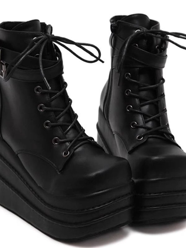 Qoo10] 超厚底 ブーツ 靴 春秋 シンプル PU