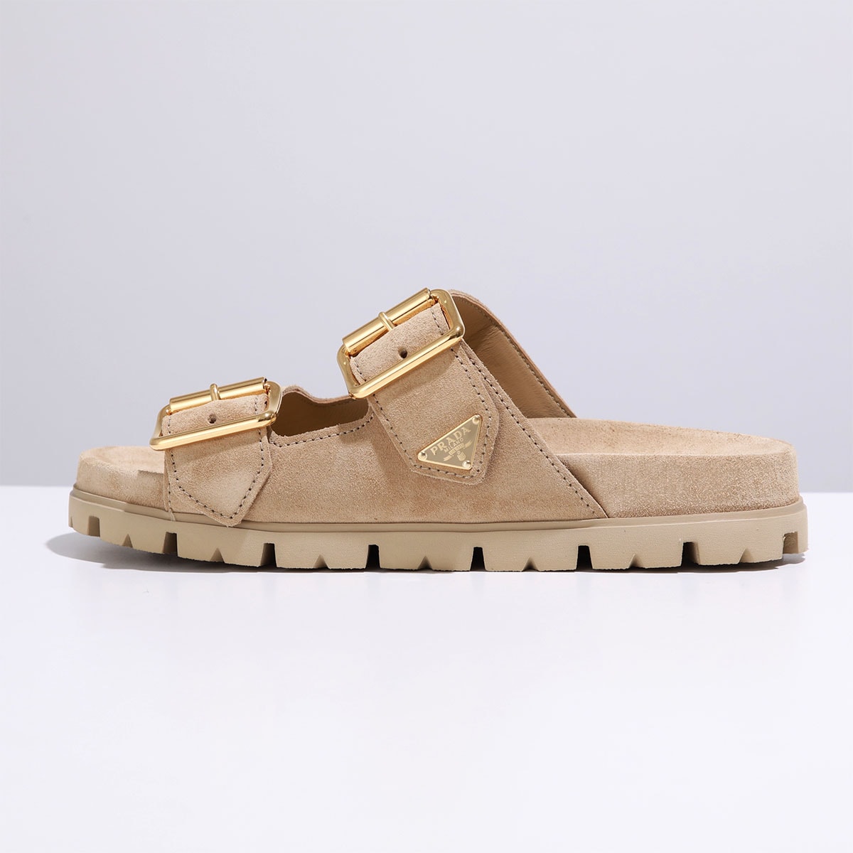 VIP価格【PRADA】スエード ストラップ スライドサンダル PRADA プラダ スライドサンダル 1XX692 054 レディース