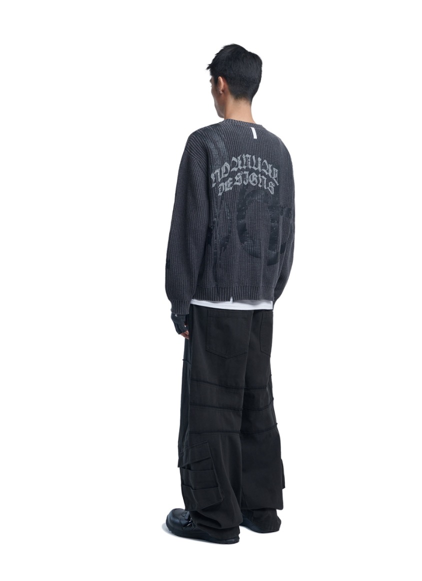【NOMANUAL】OVERDYED TRIBAL KNIT SWEATER NOMANUAL】OVERDYED TRIBAL KNIT SWEATER