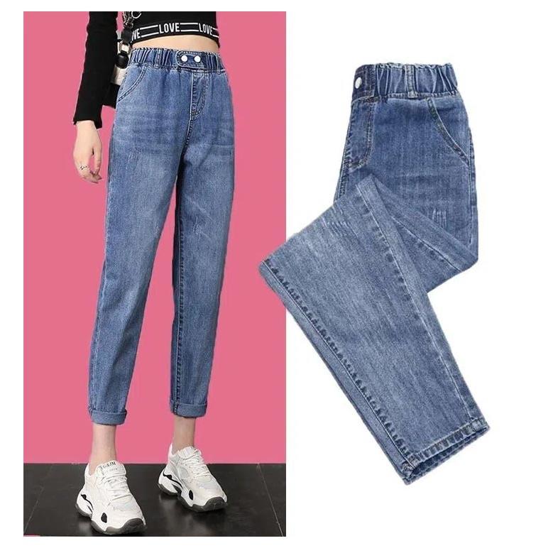 デニムパンツ春秋ハイウエストボトムジーンズデニムパンツレディース9パンツウエストゴムジーンズブルー特大破れジーンズ デニムパンツ春秋ハイウエストボトムジーンズデニムパンツレディース9パンツウエストゴムジーンズブルー特大破れジーンズ