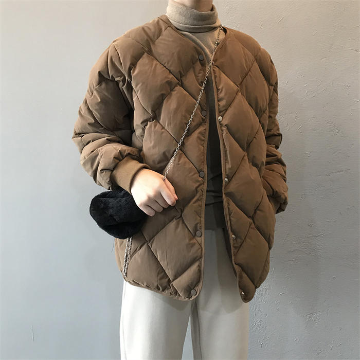 キルティングコート レディース 秋冬 アウター ノーカラー 長袖