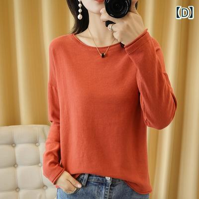 ファッション 服 オシャレ カワイイ シンプル 大カワイイ サイズ 婦服 秋 綿 100 ニットウェア ラウンドネック ロール 裾 セーター オフショルダートップス ファッション 服 オシャレ カワイイ シンプル 大カワイイ サイズ 婦服 秋 綿 100 ニットウェア ラウンドネック ロール 裾 セーター オフショルダートップス