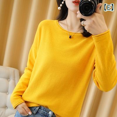 ファッション 服 オシャレ カワイイ シンプル 大カワイイ サイズ 婦服 秋 綿 100 ニットウェア ラウンドネック ロール 裾 セーター オフショルダートップス ファッション 服 オシャレ カワイイ シンプル 大カワイイ サイズ 婦服 秋 綿 100 ニットウェア ラウンドネック ロール 裾 セーター オフショルダートップス