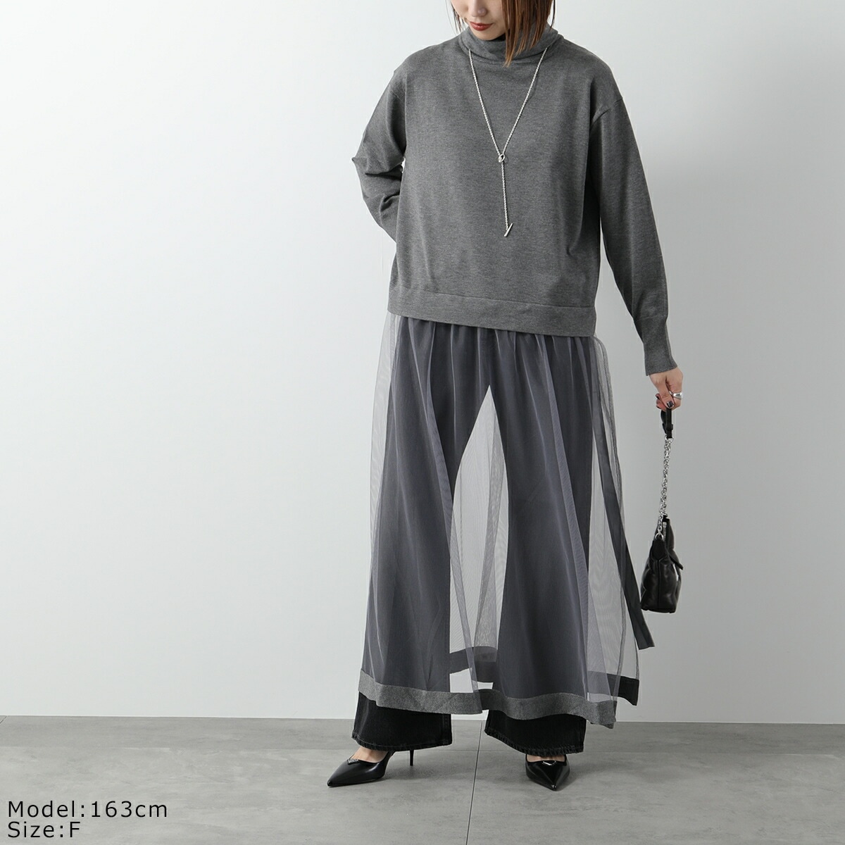 TORRAZZO DONNA トラッゾドンナ ワンピース 6257-426 レディース ニット チュール ハイネック カラー2色 TORRAZZO DONNA トラッゾドンナ ワンピース 6257-426 レディース ニット チュール ハイネック カラー2色