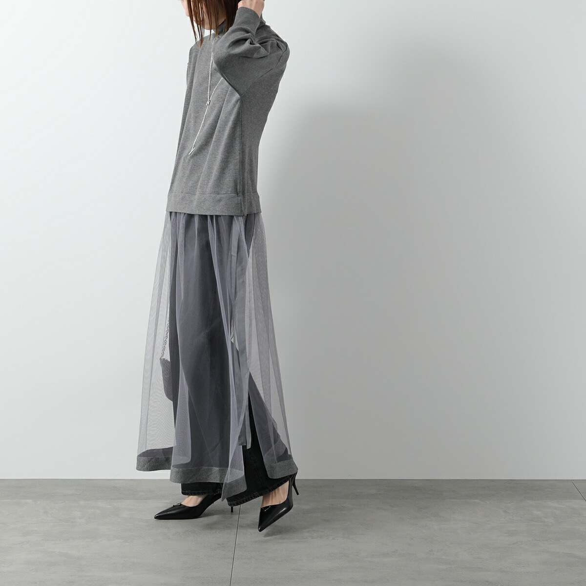 TORRAZZO DONNA トラッゾドンナ ワンピース 6257-426 レディース ニット チュール ハイネック カラー2色 TORRAZZO DONNA トラッゾドンナ ワンピース 6257-426 レディース ニット チュール ハイネック カラー2色