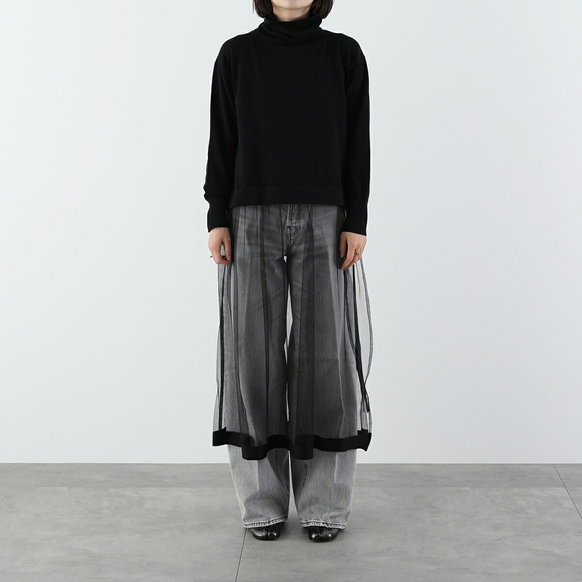 TORRAZZO DONNA トラッゾドンナ ワンピース 6257-426 レディース ニット チュール ハイネック カラー2色 TORRAZZO DONNA トラッゾドンナ ワンピース 6257-426 レディース ニット チュール ハイネック カラー2色