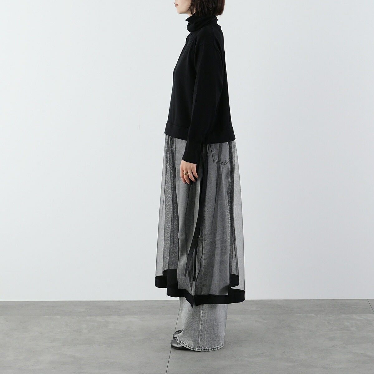 TORRAZZO DONNA トラッゾドンナ ワンピース 6257-426 レディース ニット チュール ハイネック カラー2色 TORRAZZO DONNA トラッゾドンナ ワンピース 6257-426 レディース ニット チュール ハイネック カラー2色