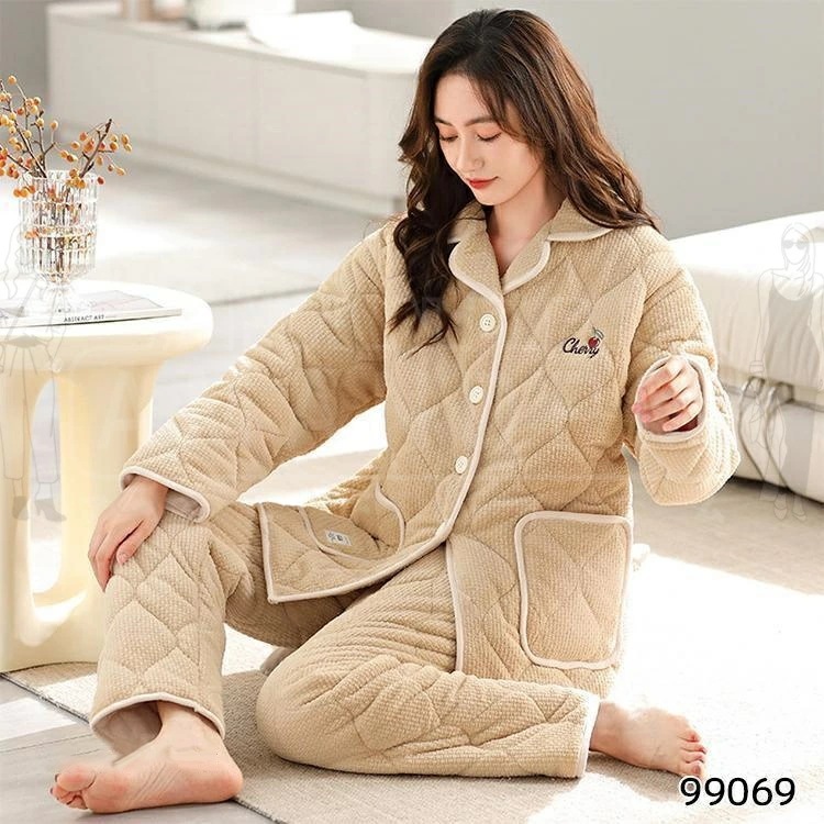パジャマ ルームウェア レディース 秋冬 中綿コート 暖かい キルティング キルティングコート 裏ボア 軽い 厚手 中綿 上下セット 長袖 長ズボン 部屋着 前開き 秋 冬 ふわふわ 防寒 リラック