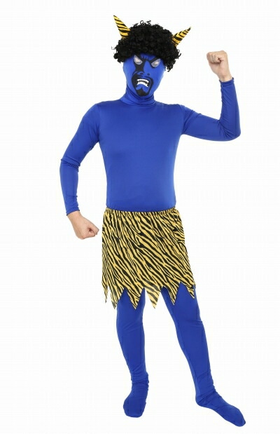 リアル鬼 コスチュームセット 青 [青鬼 鬼コスプレ 鬼グッズ 鬼のカツラ 節分 豆まき オニ 仮装 変装 ]【A-1208_901518(856276)】