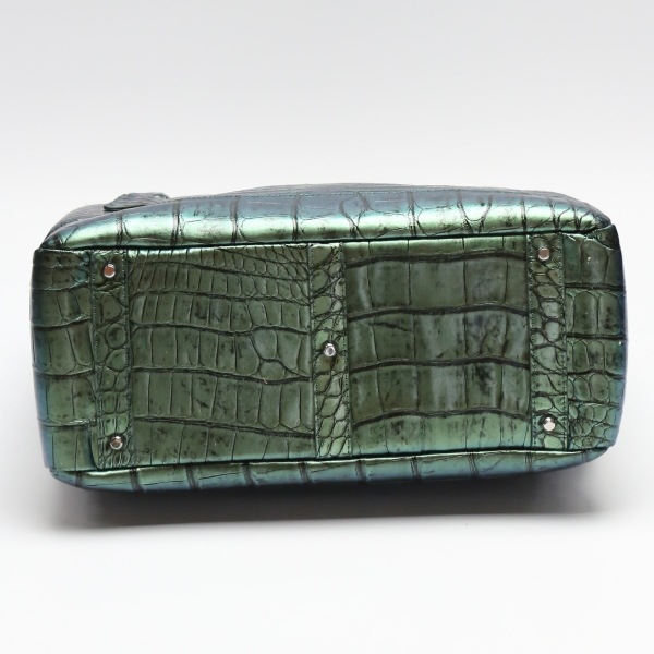 3983 トートバッグ グリーン カデナ付き クロコダイル
