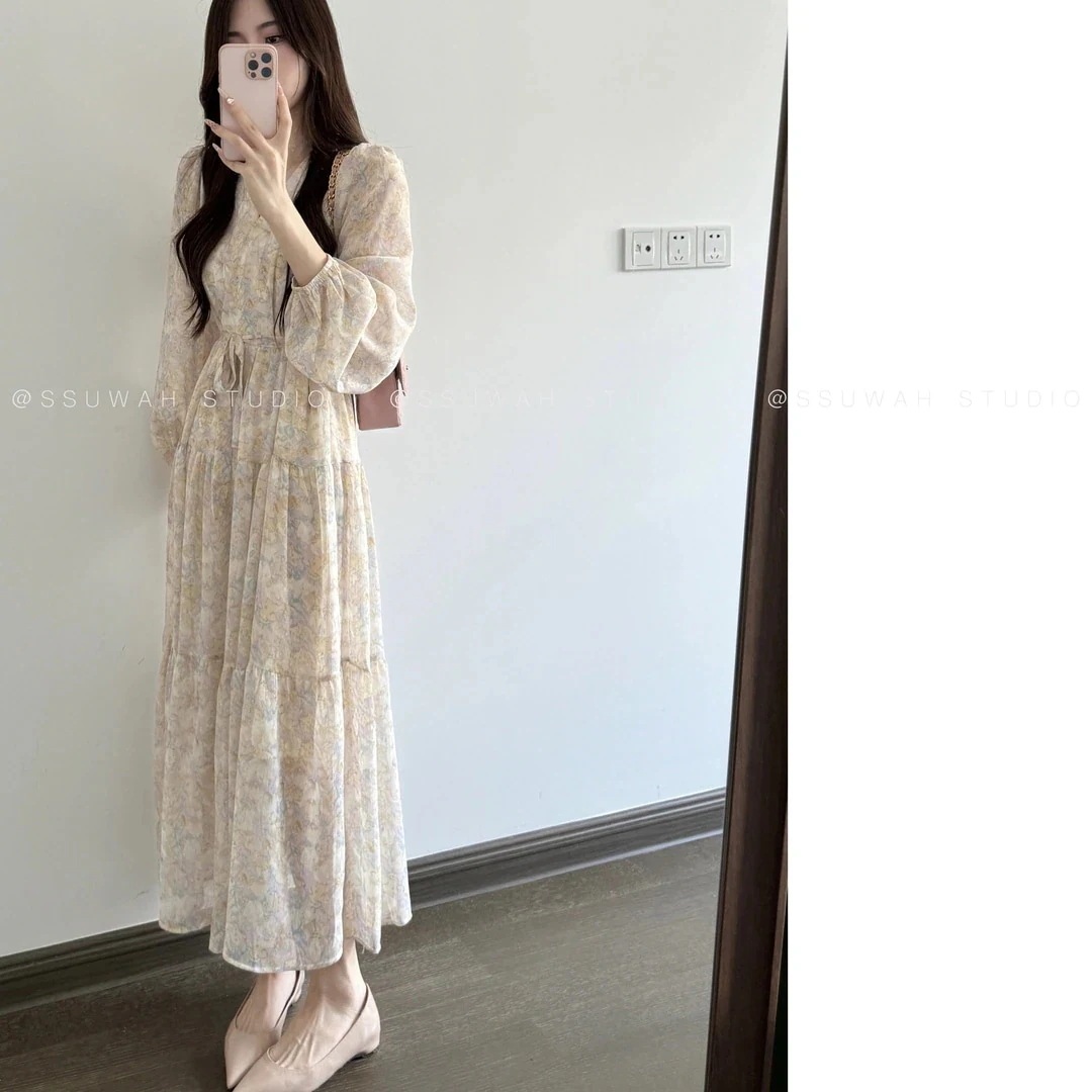 【急速出荷!】超人気 花柄ワンピース 韓国ファッション レディース おしゃれ かわいい カジュアル お L 長袖ワンピース Vネック フレンチスリム ミディロングワンピース ロングスカート 【急速出荷!】超人気 花柄ワンピース 韓国ファッション レディース おしゃれ かわいい カジュアル お L 長袖ワンピース Vネック フレンチスリム ミディロングワンピース ロングスカート