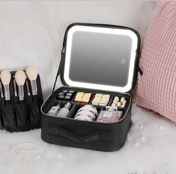 コスメボックス LEDライト付 化粧台 メイクポーチ 楽天市場】メイクボックス ライト付き メイクボックス 鏡 鏡付き