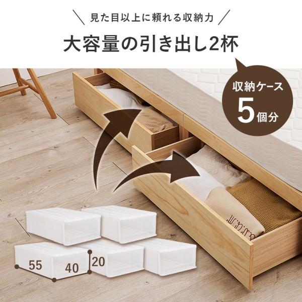 シングルベッド 引き出し2杯 左右設置OK すのこベッドフレーム 敷布団OK ベッド下収納 耐荷重200kg フレーム単品