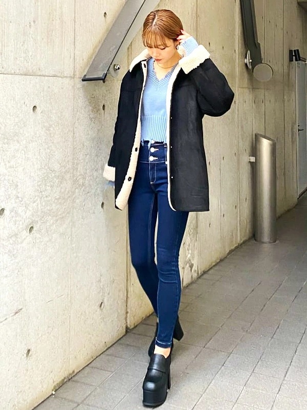 デニム 細い ハイウエスト パンツ スキニー スキニーパンツ スリム 042142470101