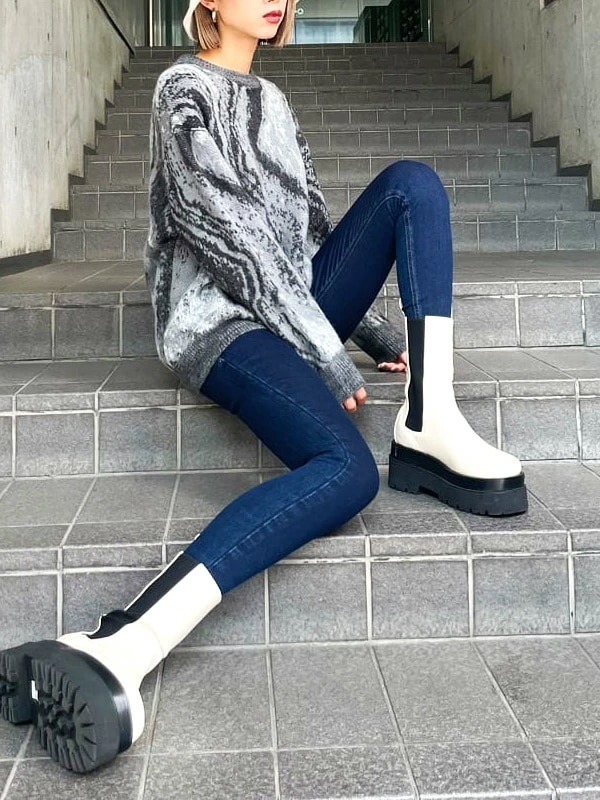デニム 細い ハイウエスト パンツ スキニー スキニーパンツ スリム 042142470101