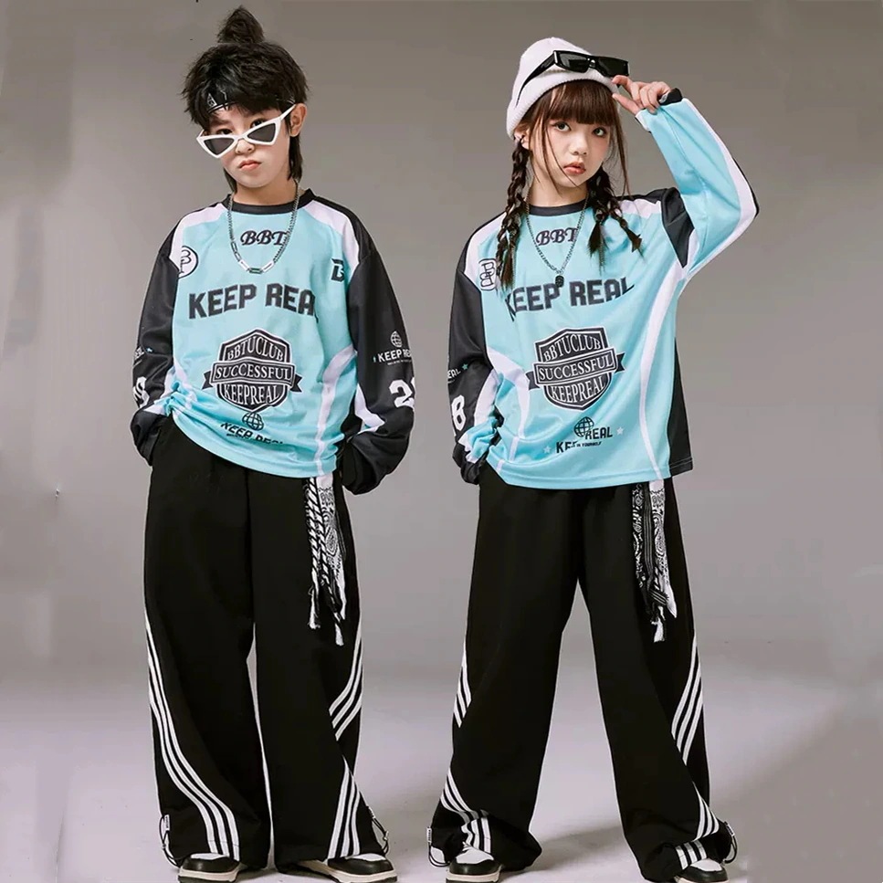 【身を修めるのはゆったりしています】子供の街のダンスのファッション服のhiphop子供服の子供のヒップホップの演出服の男の子のスーツの女の子は街のジャズのダンスの服を揚げます
