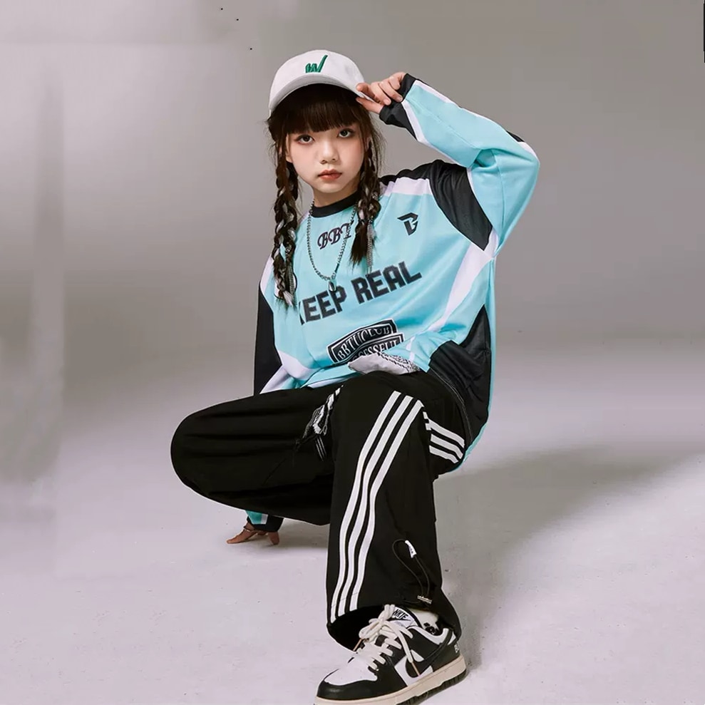 【身を修めるのはゆったりしています】子供の街のダンスのファッション服のhiphop子供服の子供のヒップホップの演出服の男の子のスーツの女の子は街のジャズのダンスの服を揚げます