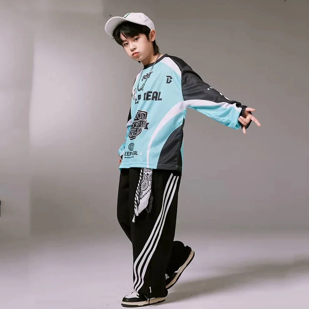 【身を修めるのはゆったりしています】子供の街のダンスのファッション服のhiphop子供服の子供のヒップホップの演出服の男の子のスーツの女の子は街のジャズのダンスの服を揚げます