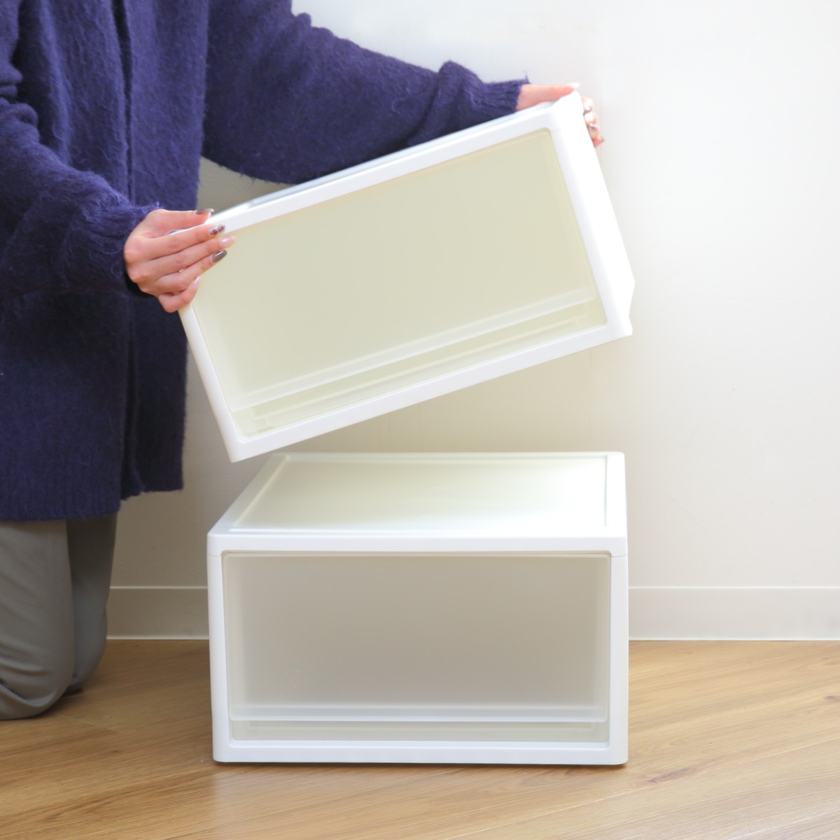 収納ケース ストラ 74-M 幅39x奥行74x高さ22cm 押入れ収納 プラスチック 引き出し 日本製 同色4個セット 収納ボックス 収納 ケース ボックス 押入れ クローゼット 衣装ケース