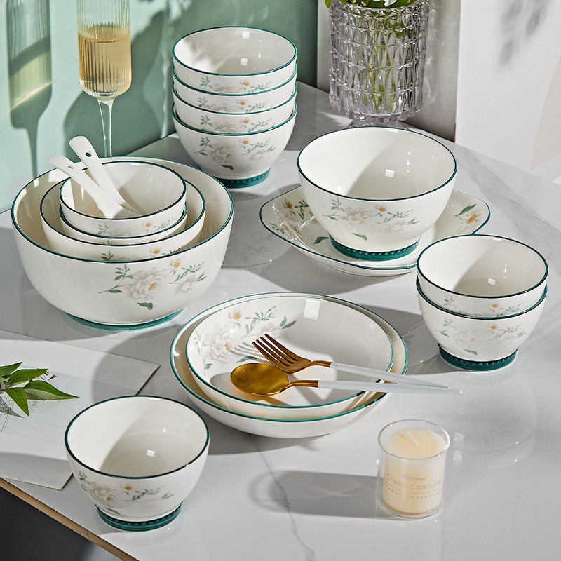 アンダーグレーズカラー新しいセラミックボウルセットホームハイエンドの食器プレートボウルセットコンビネーションホーム使用