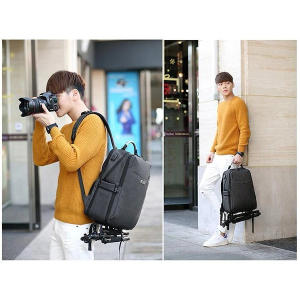 BAGSMART カメラリュック カメラバックパック 帆布 15インチPC