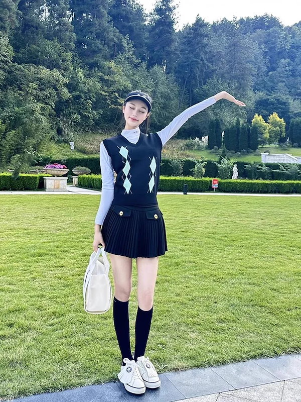 ジーフォア ゴルフ ウェア レディース スカート秋冬 ジーフォア 25新作 レディース ゴルフウェア ブルー スカート