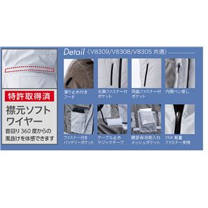 鳳皇 V8305 フードジャケット スラブネイビー 服のみ サイズ3L