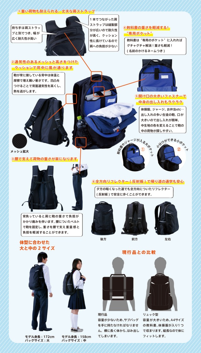 フットマーク FOOTMARK 通学バック M リュックサック 鞄 学生 101360