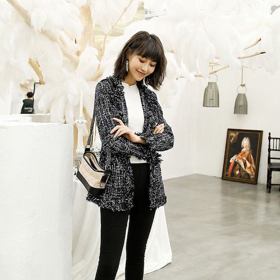 【取寄：納期2週間】ツイードジャケット レディース 長袖 30代 40代 ノーカラージャケット エレガント アウター 秋服 秋ジャケット 秋コート 春コート 春ジャケット ツイードジャケット