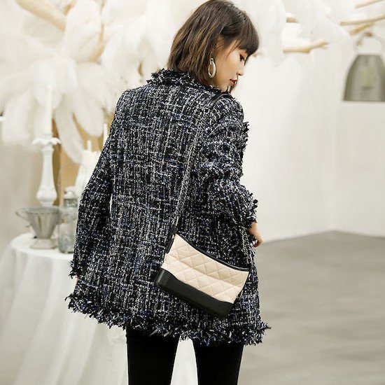 【取寄：納期2週間】ツイードジャケット レディース 長袖 30代 40代 ノーカラージャケット エレガント アウター 秋服 秋ジャケット 秋コート 春コート 春ジャケット ツイードジャケット