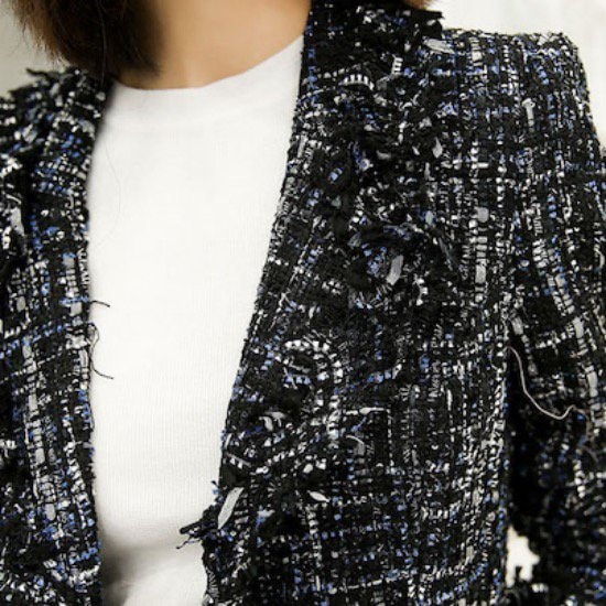 【取寄：納期2週間】ツイードジャケット レディース 長袖 30代 40代 ノーカラージャケット エレガント アウター 秋服 秋ジャケット 秋コート 春コート 春ジャケット ツイードジャケット