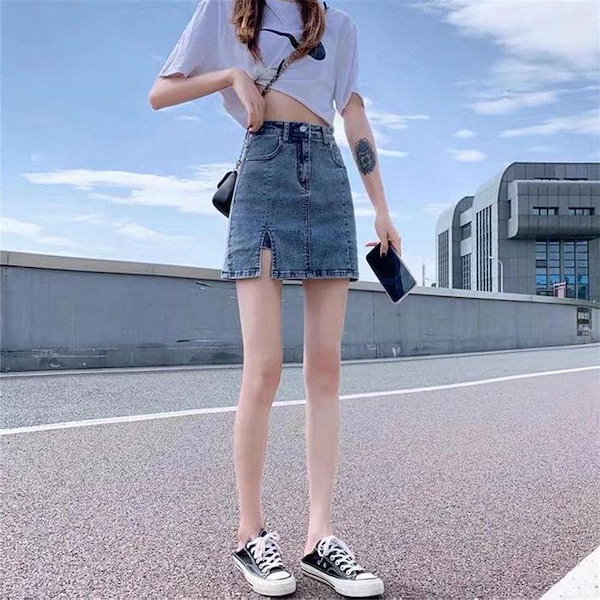Qoo10] デニムスカートミニスカートAラインデニム