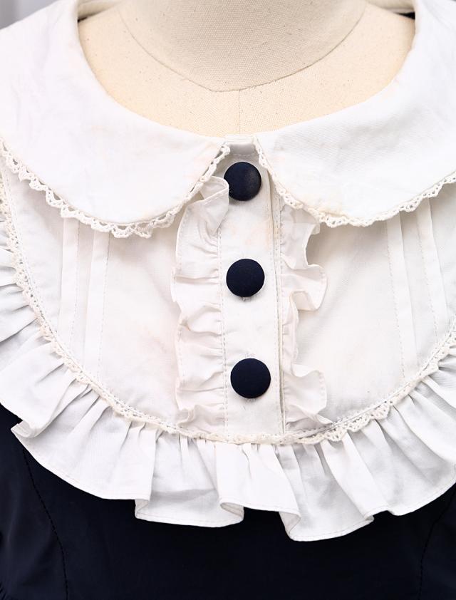 【短納期】ネイビーブルーロリータワンピースドレス 2021 足太ぺんた ショートスリーブ ターンダウンカラー レース トリム アイドル衣装 【短納期】ネイビーブルーロリータワンピースドレス 2021 足太ぺんた ショートスリーブ ターンダウンカラー レース トリム アイドル衣装