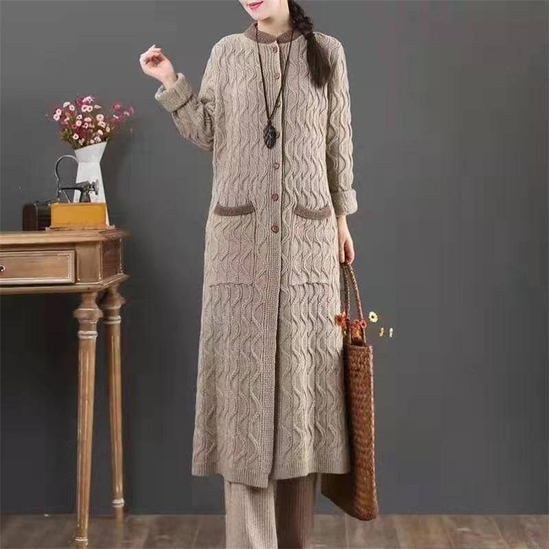 ロングニットコート アウター ロングカーディガン 長袖 レディース 体型カバー 大きいサイズ 秋冬 羽織り ゆったり ガウン きれいめ ゆるシルエット