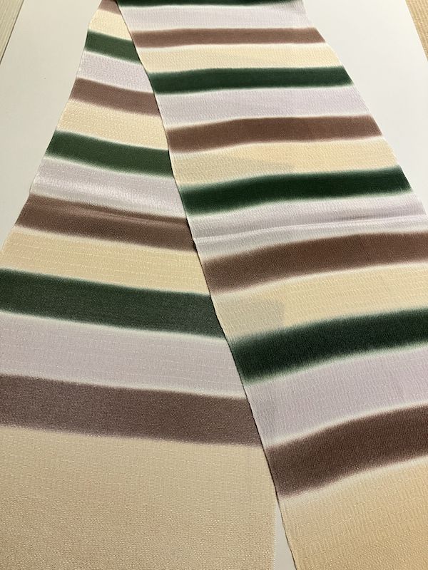 帯揚 カラフルボーダーちりめん帯揚げ 薄香色 (全7色) [obiage009]