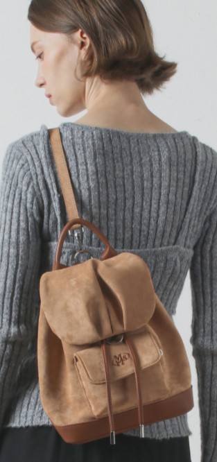 ★masmarulez★ Suede shirring mini flap backpack beige mini ver. Suede flap backpack _ Beige : Masmarulez [마스마룰즈]