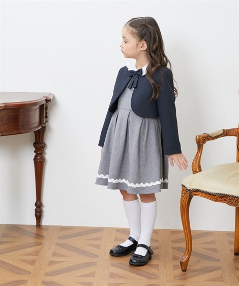 フォーマルセット・ドレス 卒園 入学 フォーマルスーツ3点セット ボレロ+長袖ワンピース+コサージュ 女の子 フォーマルセット・ドレス 卒園 入学 フォーマルスーツ3点セット ボレロ+長袖ワンピース+コサージュ 女の子