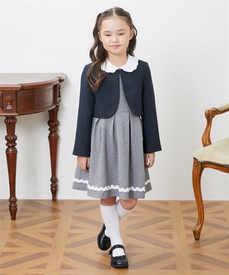 フォーマルセット・ドレス 卒園 入学 フォーマルスーツ3点セット ボレロ+長袖ワンピース+コサージュ 女の子 フォーマルセット・ドレス 卒園 入学 フォーマルスーツ3点セット ボレロ+長袖ワンピース+コサージュ 女の子