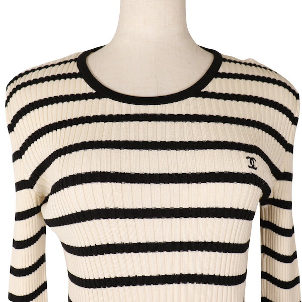 CHANEL - 極美品 CHANEL シャネル 98p 半袖ニット ボーダー ココ