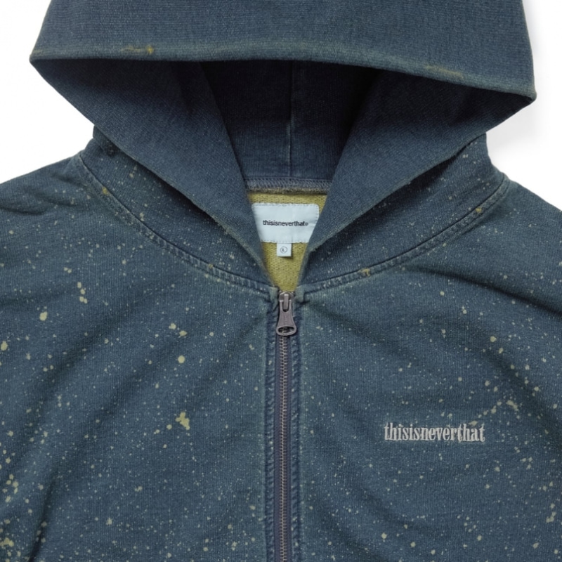 ディス・イズ・ネヴァー・ザット・インディゴ染めジップアップパーカーブルー ディス・イズ・ネヴァー・ザット・インディゴ染めジップアップパーカーブルー