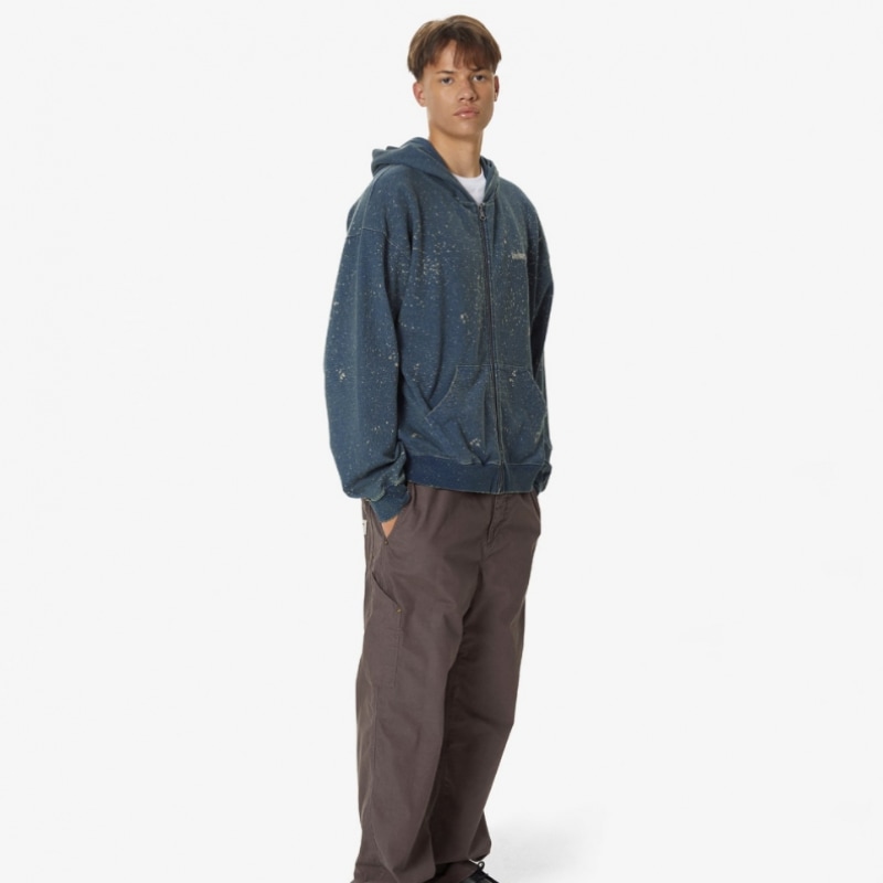 ディス・イズ・ネヴァー・ザット・インディゴ染めジップアップパーカーブルー ディス・イズ・ネヴァー・ザット・インディゴ染めジップアップパーカーブルー