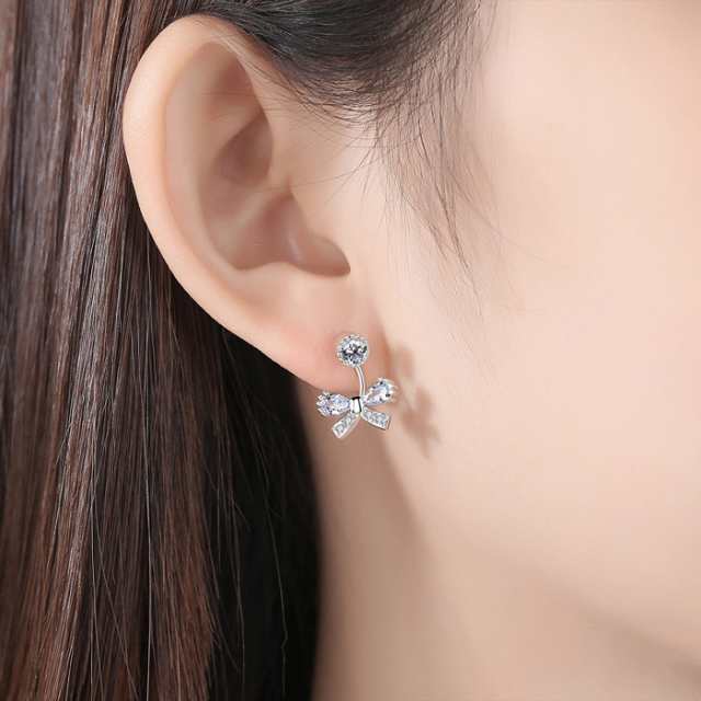 【短納期】リボンピアス アレルギー対応 リボンモチーフ バックキャッチピアス レディース 金属アレルギー シルバー925 プレゼント 女性 ピンクゴールド プラチナ クリスマス_fs