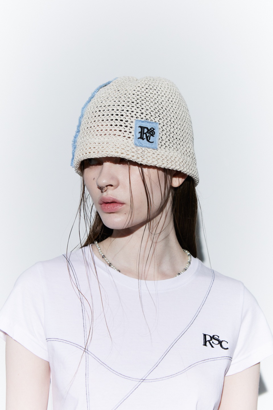 【RSSC】 DENIM PATCHED BEANIE : IVORY 【RSSC】 DENIM PATCHED BEANIE : IVORY