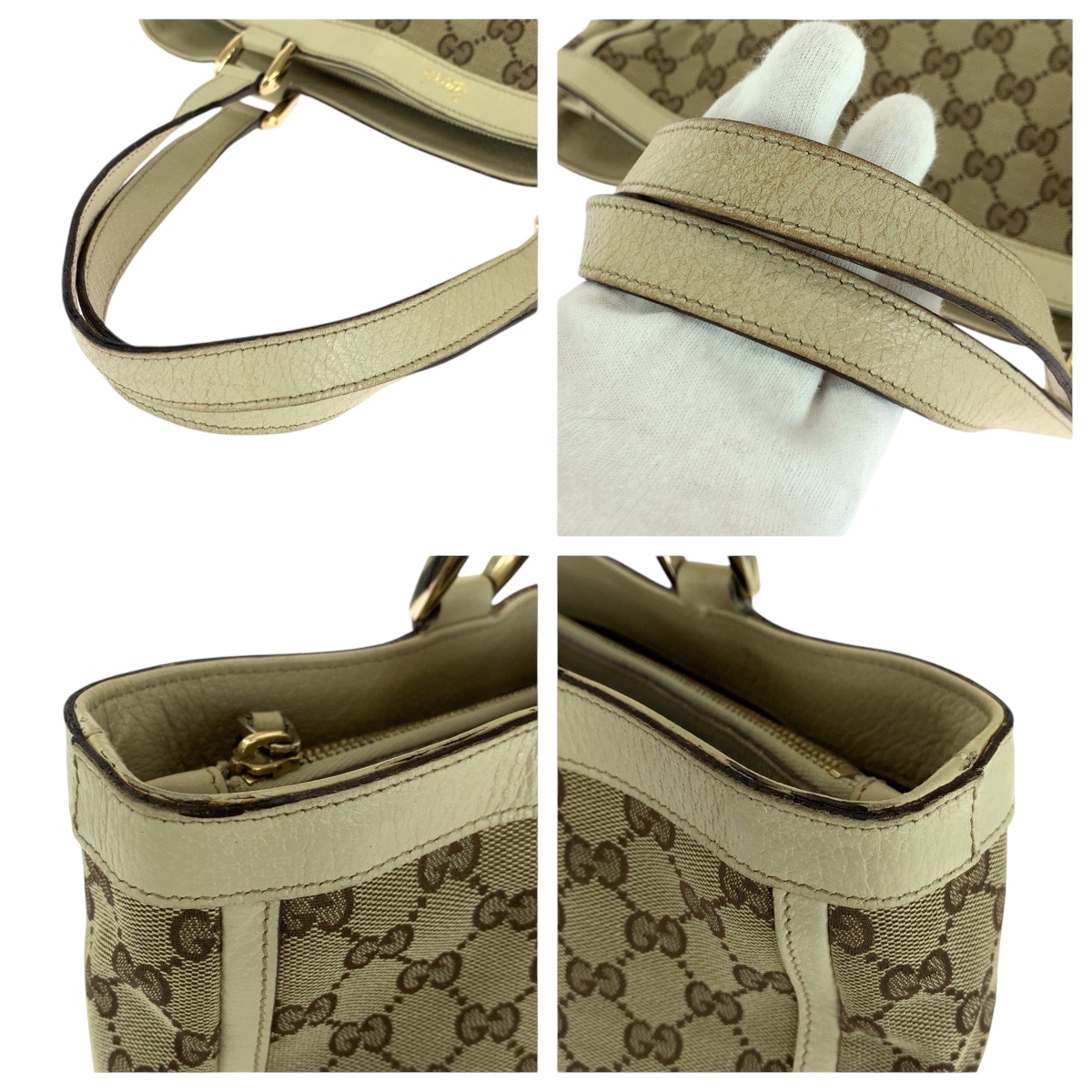 ベージュ アイボリー ゴールド金具 GGキャンバス 170004 トートバッグ ハンドバッグ レディース 501449