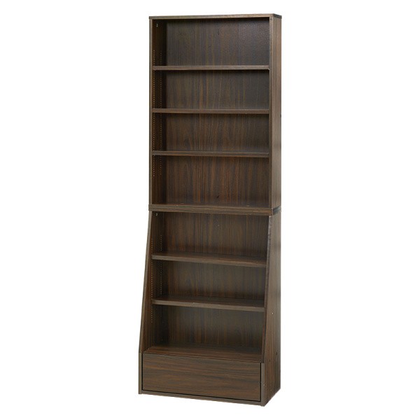 ハイタイプ ブックラック 幅60cm スライドレール引き出し 可動棚5枚 収納 本棚 書類 マガジン コミックラック リビング オープンシェルフ ハイタイプ ブックラック 幅60cm スライドレール引き出し 可動棚5枚 収納 本棚 書類 マガジン コミックラック リビング オープンシェルフ