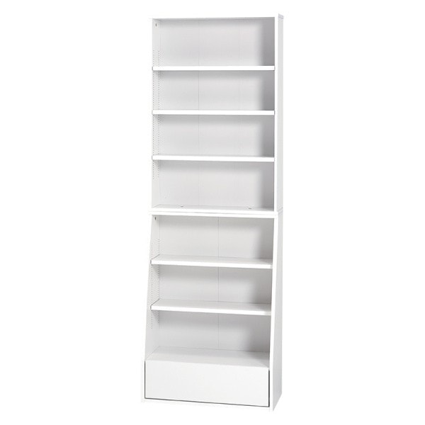 ハイタイプ ブックラック 幅60cm スライドレール引き出し 可動棚5枚 収納 本棚 書類 マガジン コミックラック リビング オープンシェルフ ハイタイプ ブックラック 幅60cm スライドレール引き出し 可動棚5枚 収納 本棚 書類 マガジン コミックラック リビング オープンシェルフ