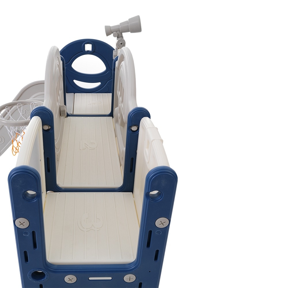 スライドキャッスル 大型アミューズメント機器 バスケットボールゴール収納 ブルー×グレー