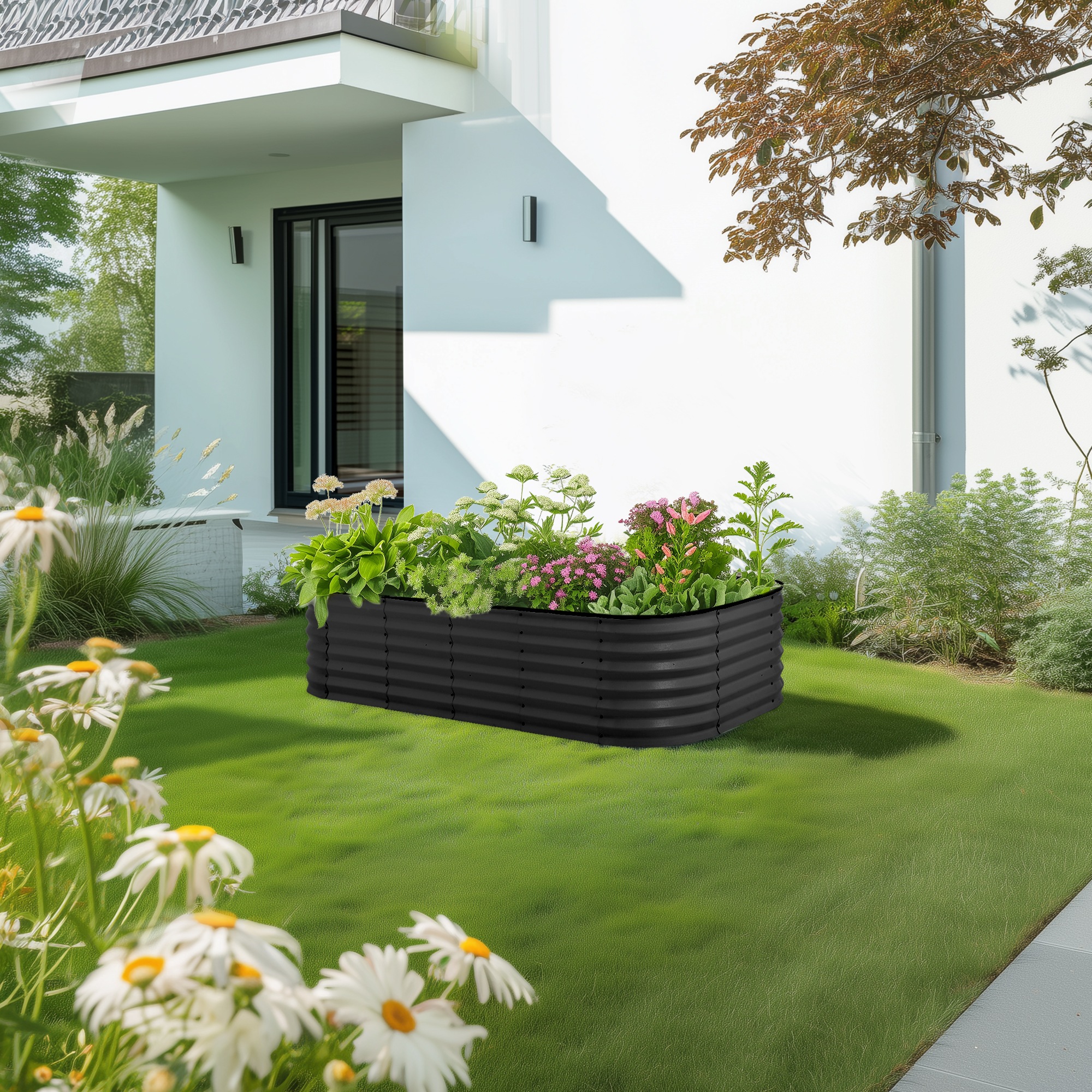 【国内出荷】レイズドベッド ガーデンベッド L200×W100×H45cm 腐らない 庭 野菜 プランター 果物栽培用 ガーデンフレーム おしゃれ 組立簡単 ガーデンボックス 屋外 家庭菜園 DIY