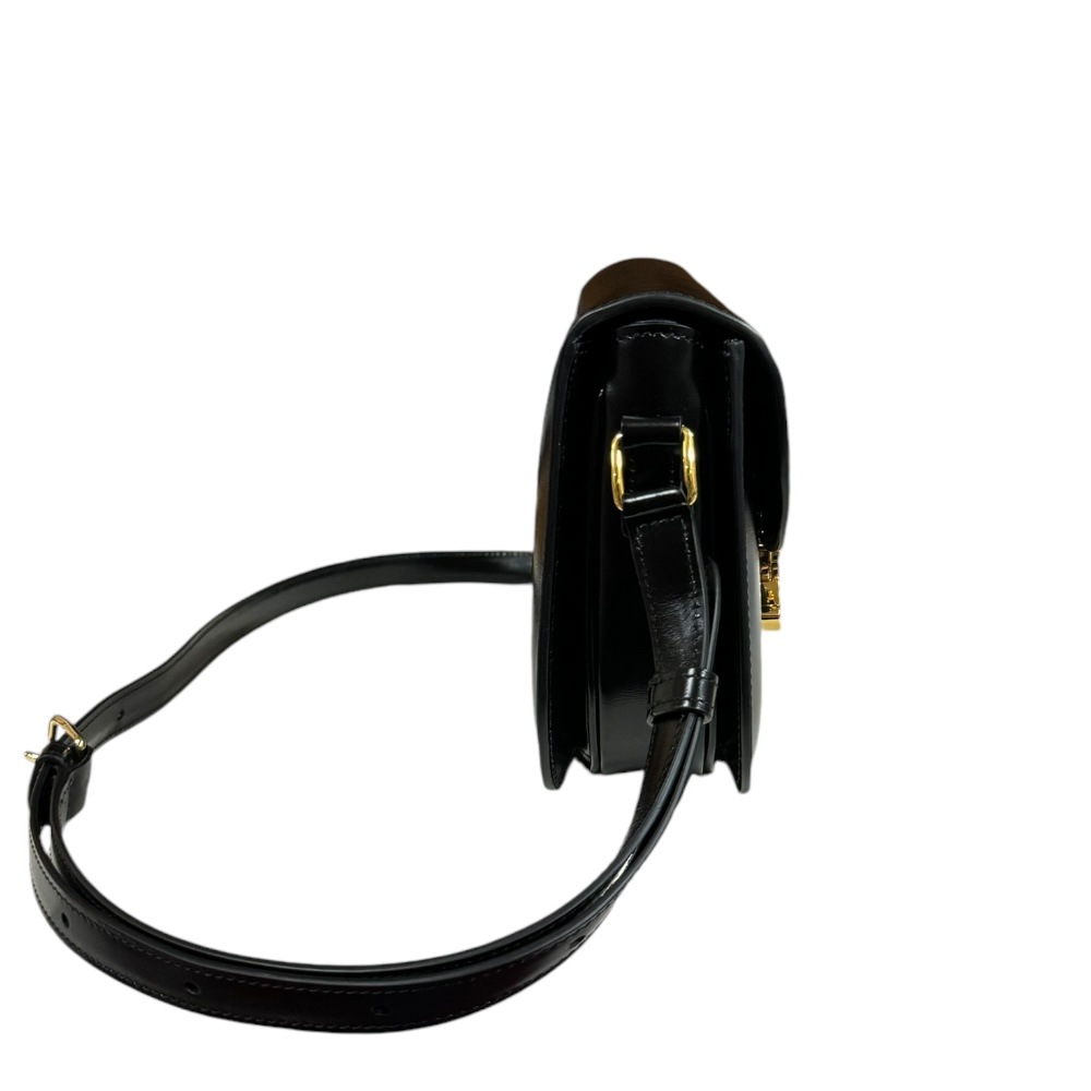 セリーヌ ブザス クレア トリオンフ ショルダーバッグ レザー 110413BF4.38NO ブラック CELINE 中古 美品 セリーヌ ブザス クレア トリオンフ ショルダーバッグ レザー 110413BF4.38NO ブラック CELINE 中古 美品
